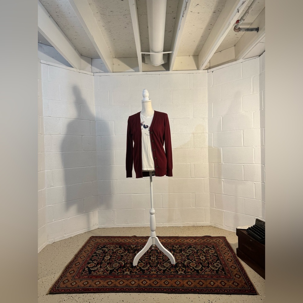 XS J. Crew Factory Wool Blend Cardigan in Maroon